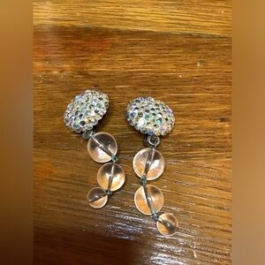 James Arpad Vintage Crystal Pave & lucite Dangle Clip-on Earrings